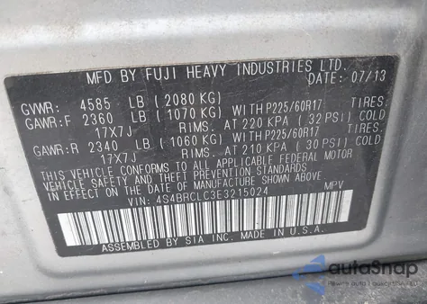 2014 Subaru Outback 2.5I Limited from USA, damaged, VIN 4S4BRCLC3E3215024